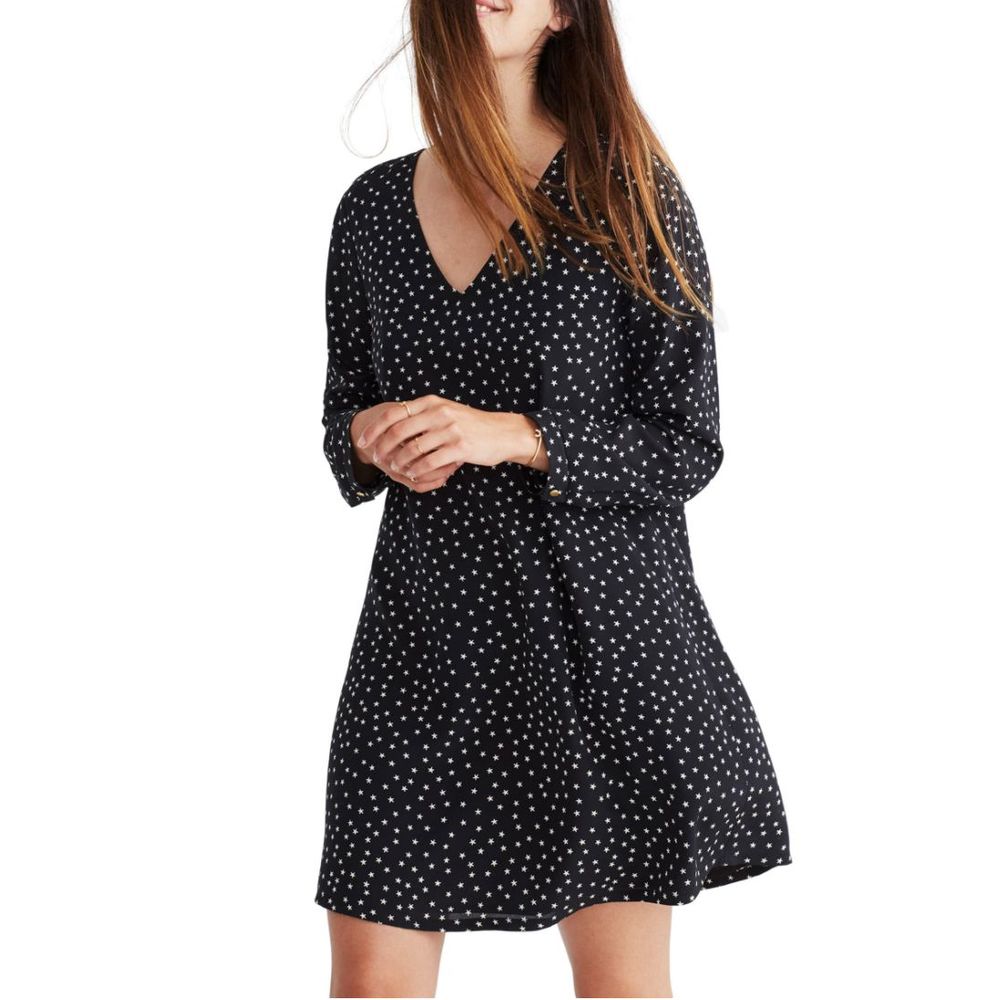 Sz M Madewell Star Silk Button Back Dress